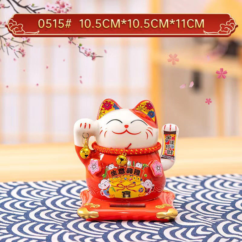 Home Chinese solar lucky cat store gifts can shake hands annual meeting gifts casual car small ornaments decorative crafts