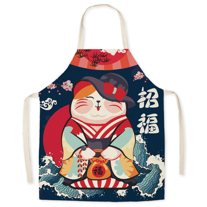 Waterproof Apron Beckoning Cat Adult Gown For Cooking