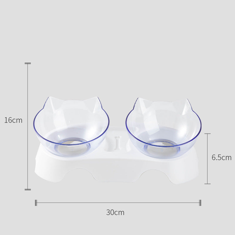 Protect The Cervical Spine Cat Bowl Cat Feeding And Drinking Pet Transparent Double Bowl Cat Food Bowl Plastic Bowl