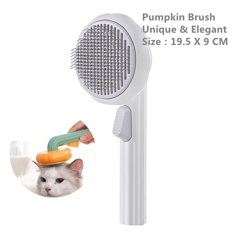 Pumpkin Pet Brush, Self Cleaning Slicker Brush for Shedding Dog Cat Grooming Comb Removes Loose Underlayers and Tangled Hair