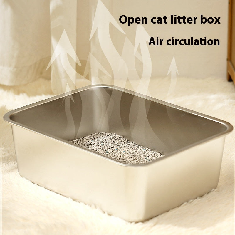 Large Anti-wear Anti-corrosion Stainless Steel Litter Box