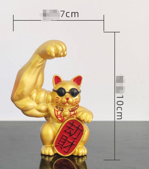 Lucky Cat Ornaments With Muscle Arms