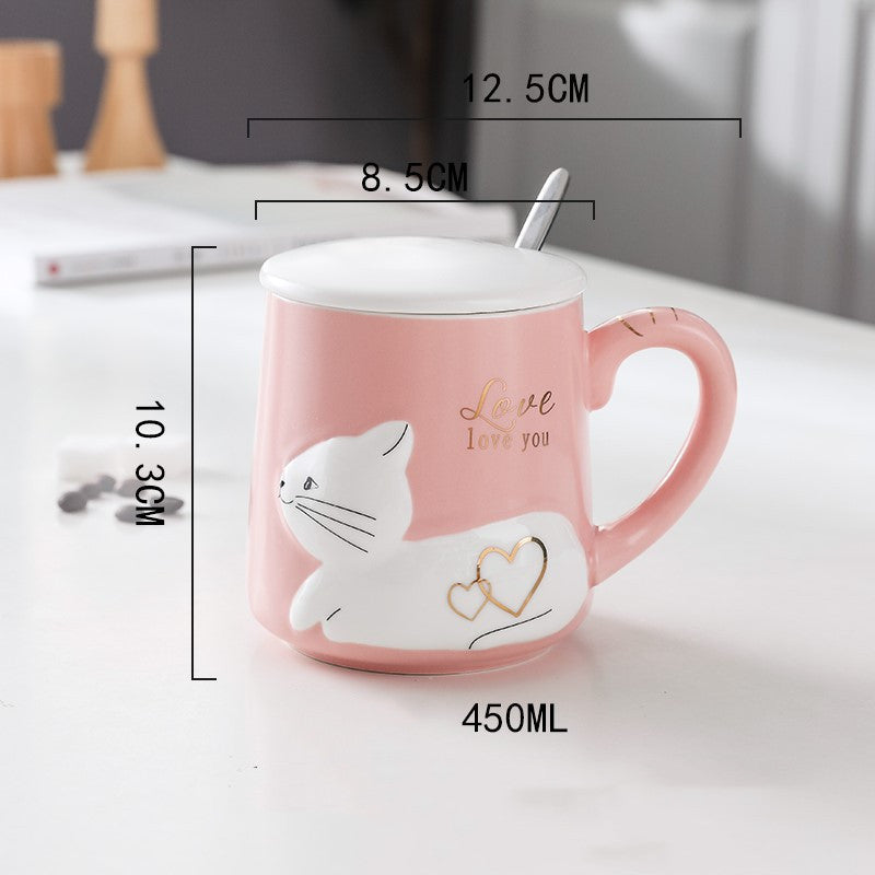 Three-dimensional Relief Cat Ceramic Mug