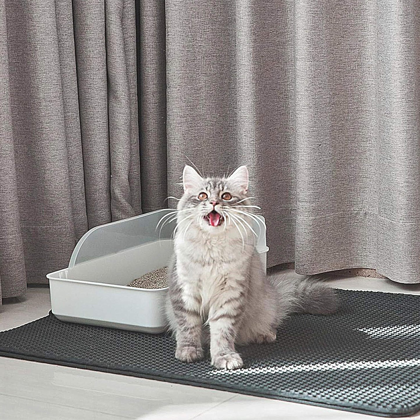 Cat Litter Mat Cat Litter Trapping Mat Honeycomb Double Layer Design Urine And Water Proof Material Scatter Control Less Waste Easier To Clean Washable