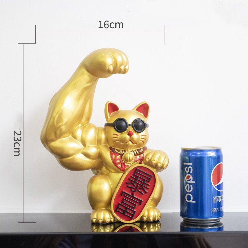 Lucky Cat Ornaments With Muscle Arms