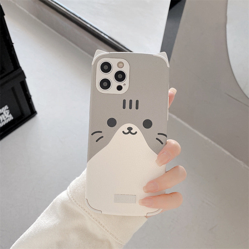 Compatible with Apple , Cartoon Cat Ears Mobile Phone Case Soft Shell Personality Creative Silicone Anti-fall Cover Tide