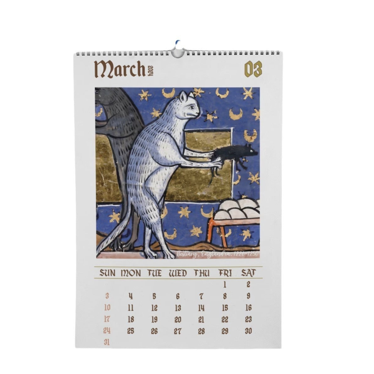 Funny Medieval Cat Paintings Wall Calendar