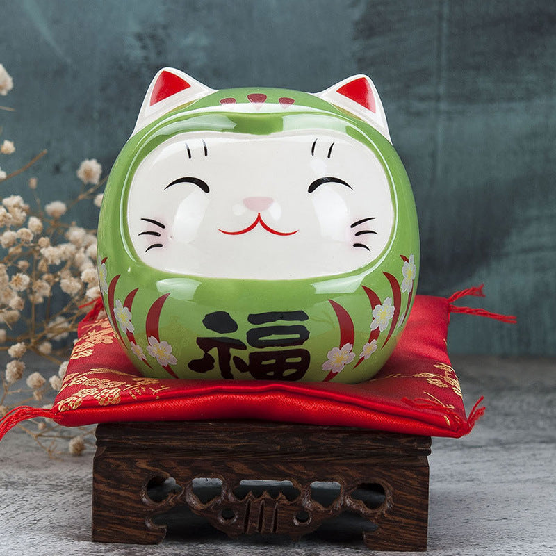 Ceramic Small Da Mo Zhaocai Cat Savings Can