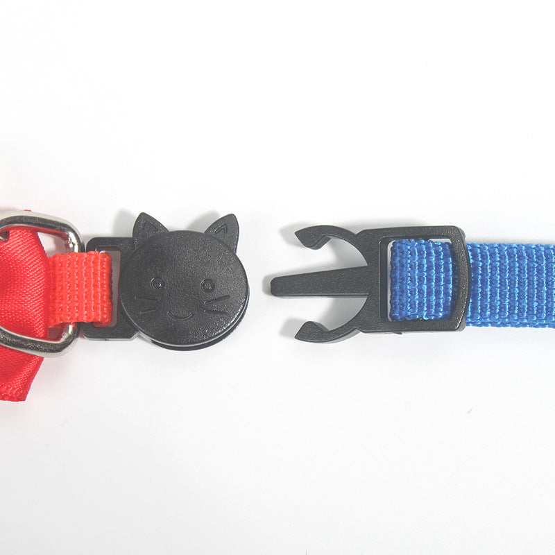 Pet Bow Collar Nylon Webbing Multicolor Adjustable Belt Bell Pet Jewelry Cat Collar Safety Buckle