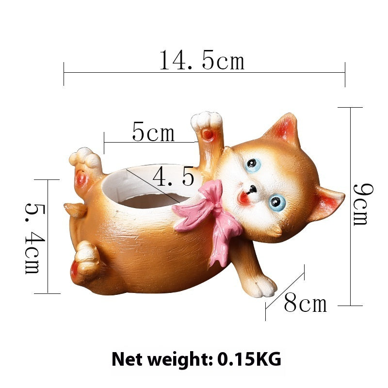 Cartoon Animal Resin Cat Flowerpot Desktop Basin