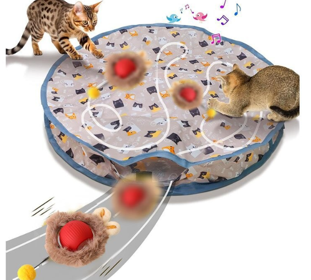 Motion Activated Chirping Cat Toy Ball Hunting Cover Play Mat Christmas Interactive Toys For Cats To Play