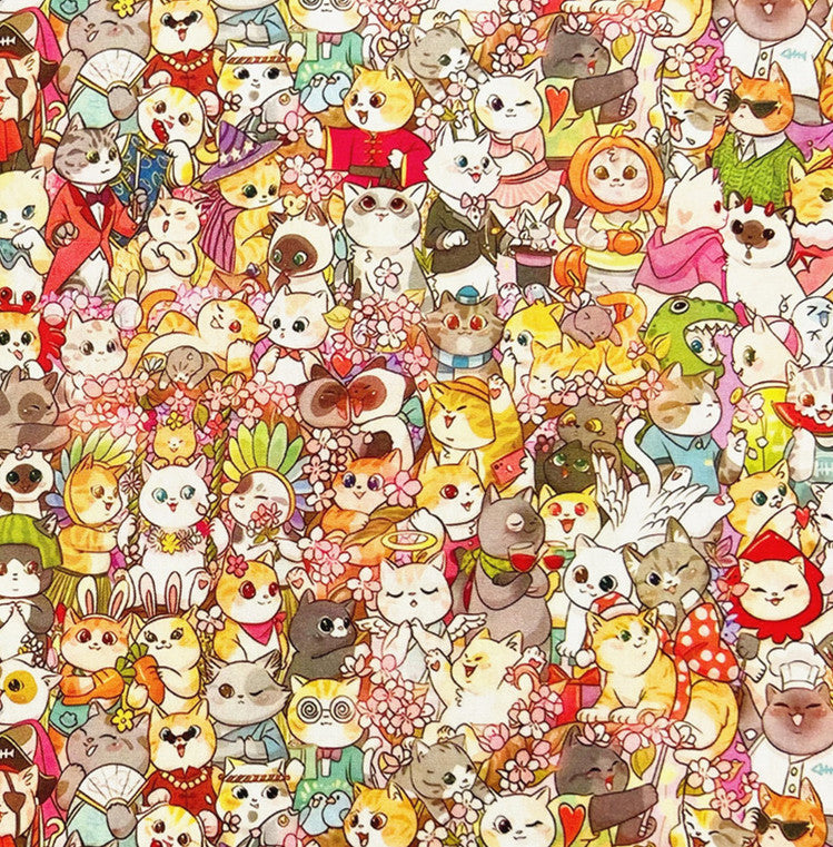 Full Print Cat Cotton Poplin Handmade DIY Fabric