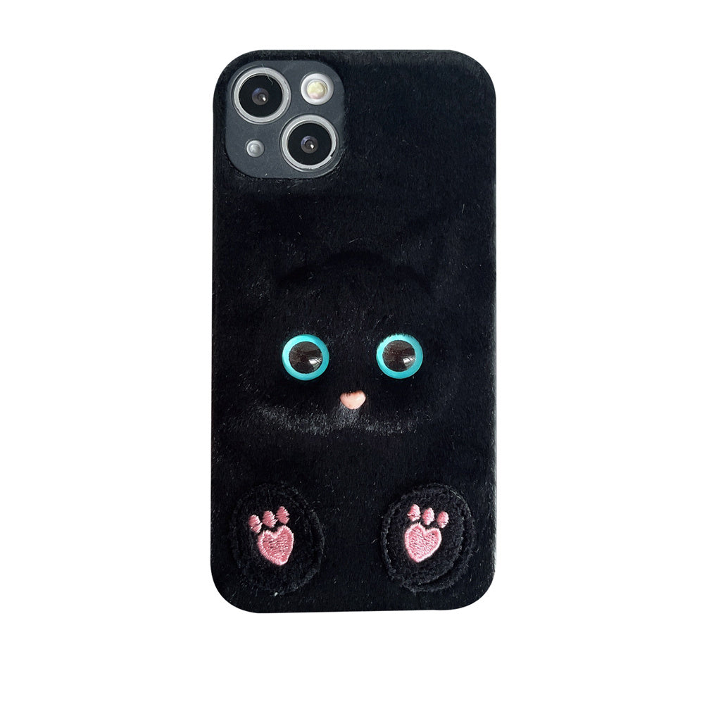 Plush Three-dimensional Cat Eyes Mobile Phone Case Anti-fall