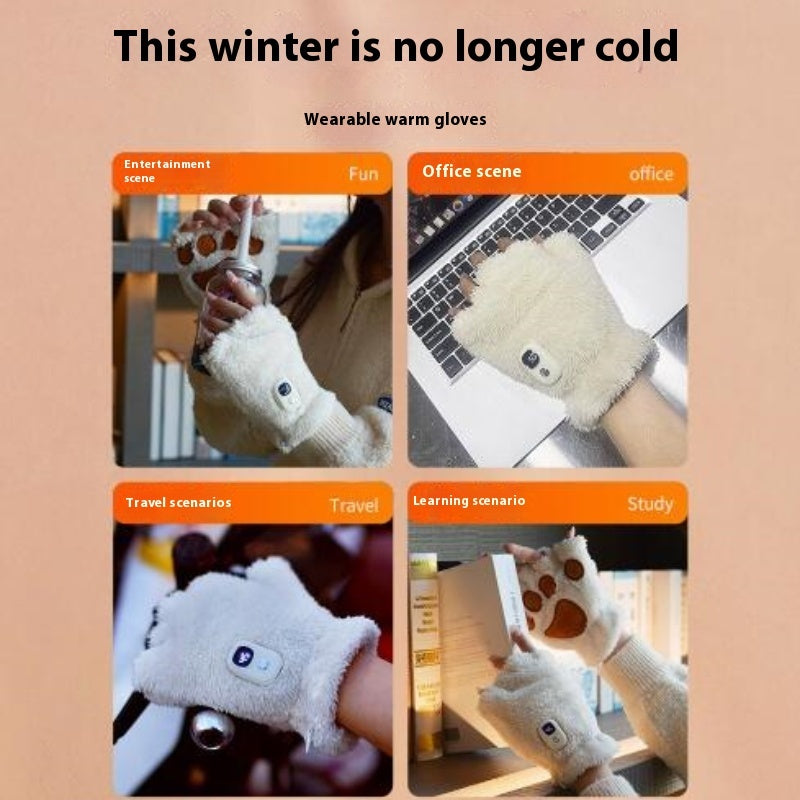 Cat Claw Hand Warmer Heating Gloves For Women