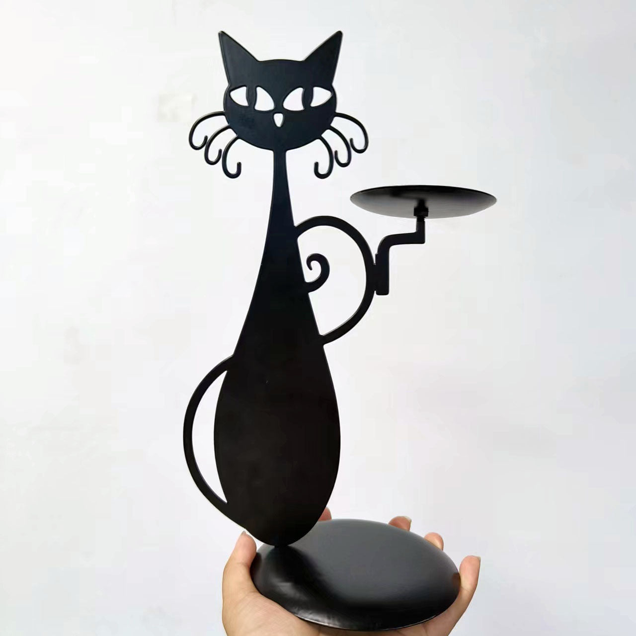 Black Cat Candlestick Metal Cat Decorative Candle Holder Pendant