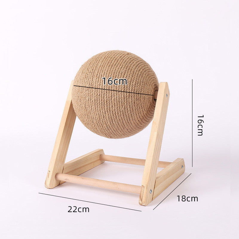 Cat Scratcher Sisal Rope Ball Cat Scratching Post Wood Stand Anti-Scratch Toy For Cats