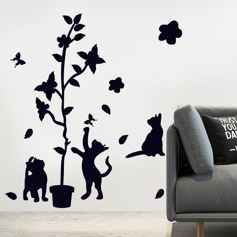 Removable Combination Cartoon Black Cat Decorative Wall Sticker