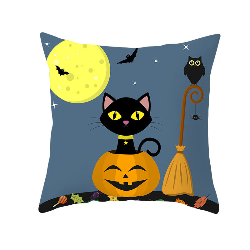 Halloween new pumpkin black cat pillowcase