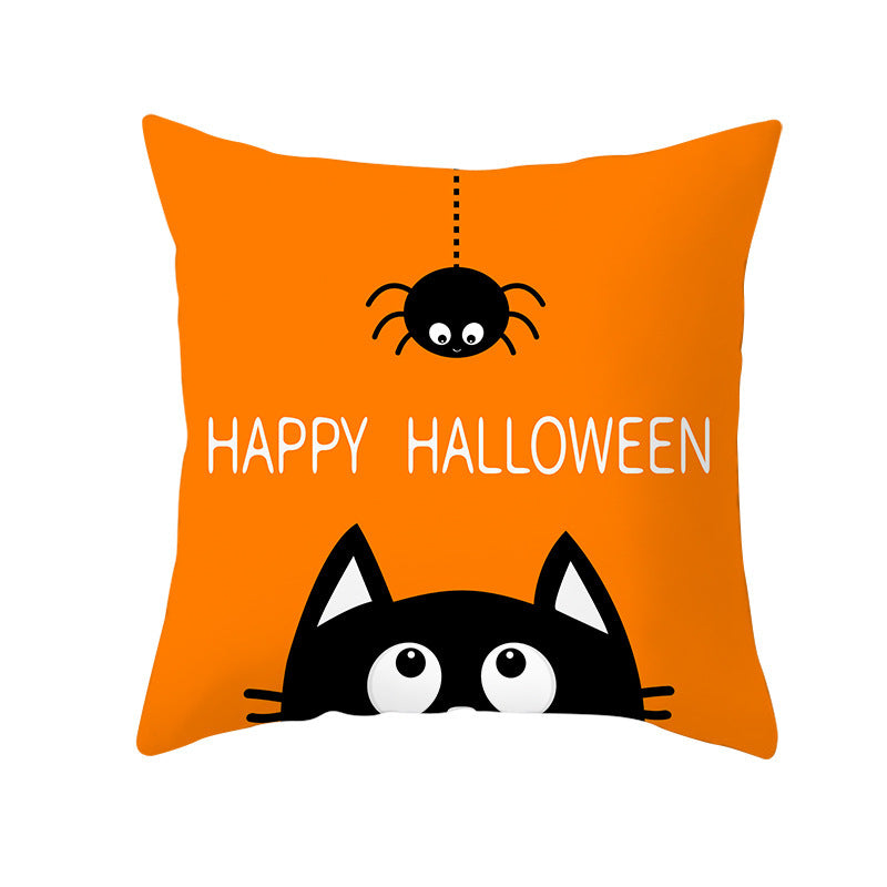 Halloween new pumpkin black cat pillowcase