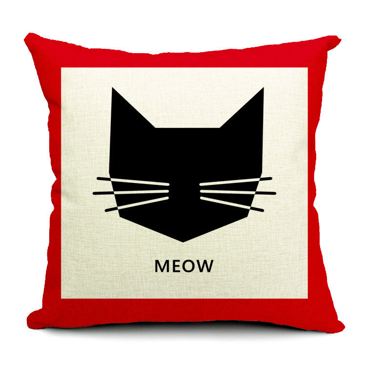 Cute cartoon cat personality linen sofa pillowcase