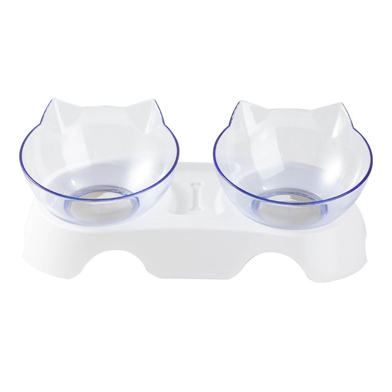 Protect The Cervical Spine Cat Bowl Cat Feeding And Drinking Pet Transparent Double Bowl Cat Food Bowl Plastic Bowl