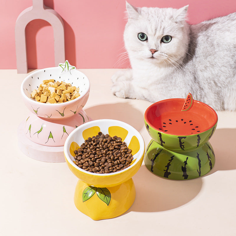 Ceramic Cat Food Bowl To Protect Cervical Vertebra Oblique Mouth Pet Bowl