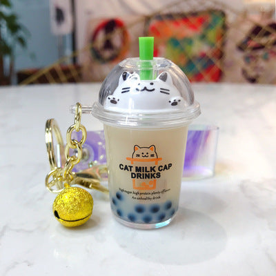 Cat Pearl Milk Tea Cup Pendant