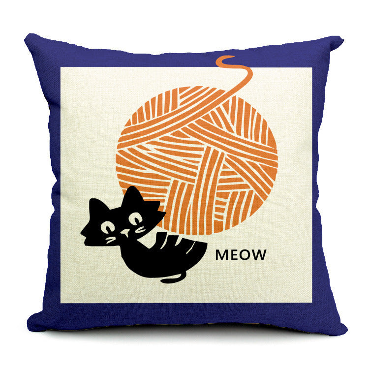 Cute cartoon cat personality linen sofa pillowcase