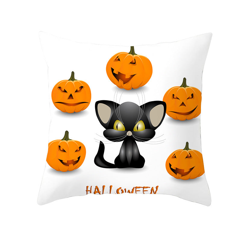 Halloween new pumpkin black cat pillowcase