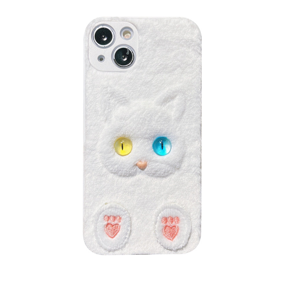 Plush Three-dimensional Cat Eyes Mobile Phone Case Anti-fall