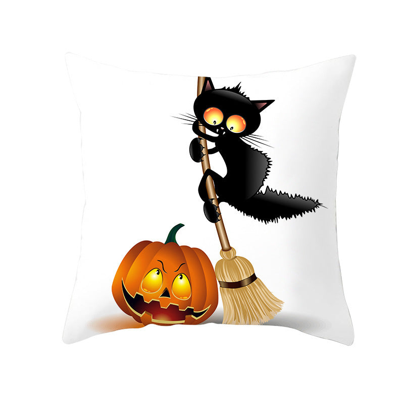 Halloween new pumpkin black cat pillowcase