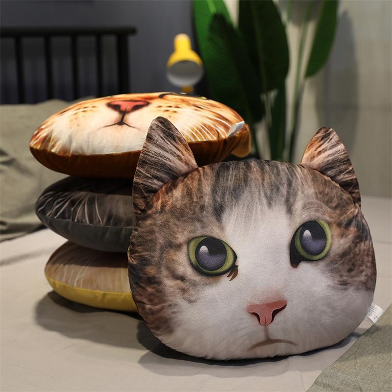 Cartoon simulation 3D cat head cushion