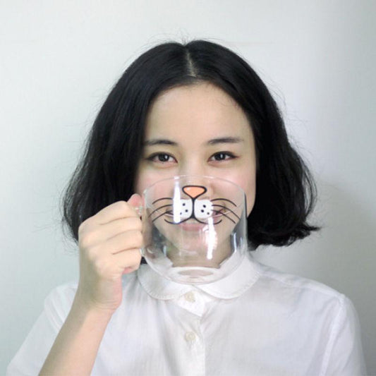 Funny cat beard gift big glass