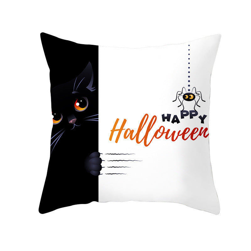 Halloween new pumpkin black cat pillowcase