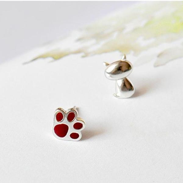 New 925 sterling silver cat claw earrings female hypoallergenic cute Japanese and Korean personality cat earrings birthday fashion jewelry