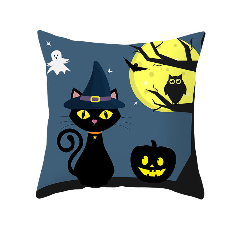 Halloween new pumpkin black cat pillowcase