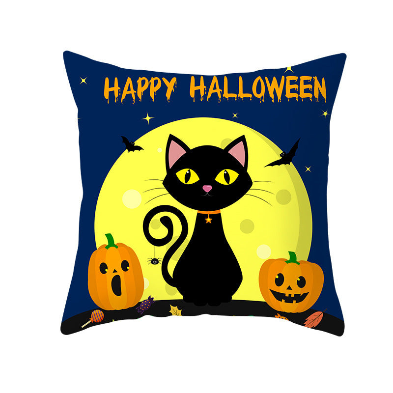 Halloween new pumpkin black cat pillowcase