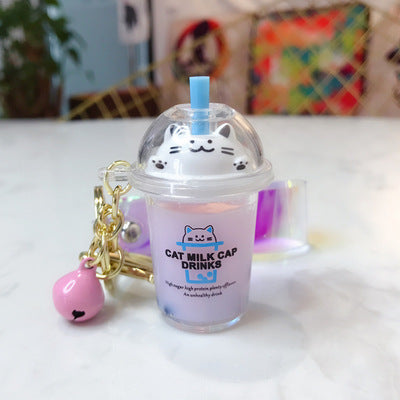 Cat Pearl Milk Tea Cup Pendant