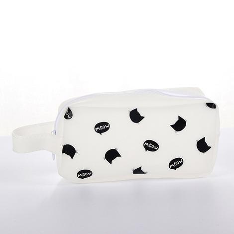 Boy and girl cat pencil bag Student large capacity cat head stationery storage bag Simple silicone pen case