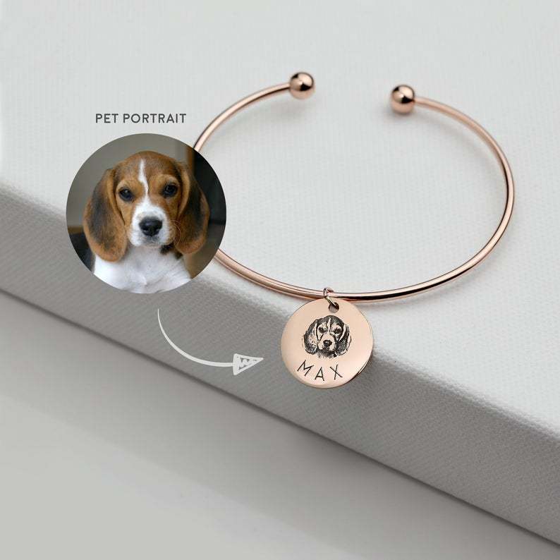 Titanium Steel Bracelet Pet Cat And Dog Photo Engraving Fashion Jewelry Coin