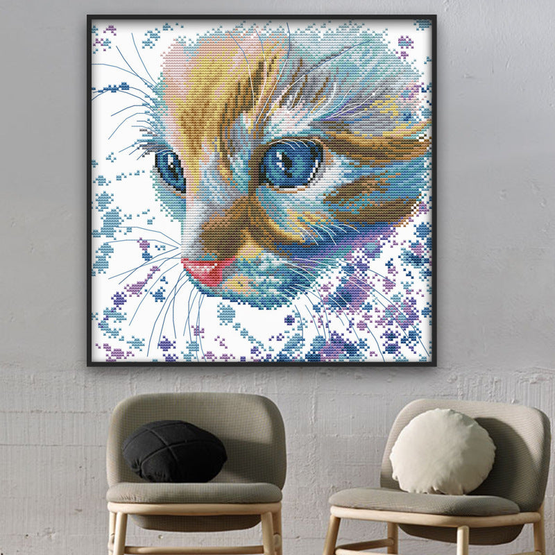 Watercolor cat cloth cross stitch