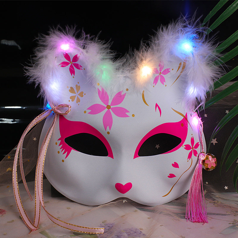 Luminous Feather Fox Mask Two-faced Cat