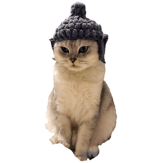 Buddha wool Cat Hat pet knitting hat cos hat