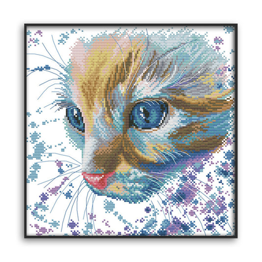 Watercolor cat cloth cross stitch