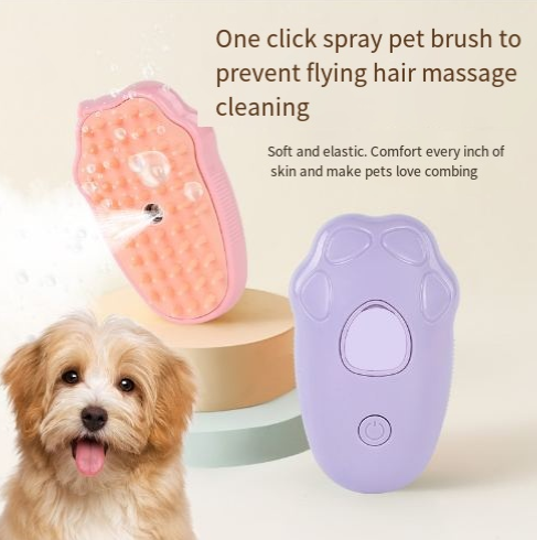 Pet spray comb cat dog pet bath brush hair removal comb one button spray anti flying hair massage brush