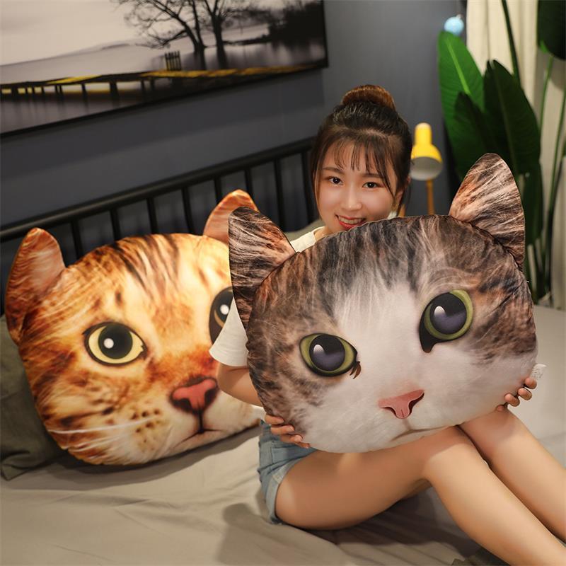 Cartoon simulation 3D cat head cushion