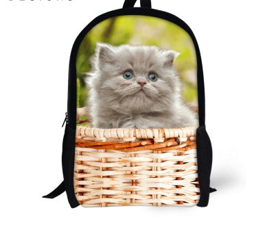 FORUDESIGNS Cat Backpack Cute 3D Animal Denim Backpacks for Children Boys Girls Casual Kids School Bag Mochila Travel Backpack