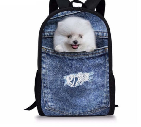 FORUDESIGNS Cat Backpack Cute 3D Animal Denim Backpacks for Children Boys Girls Casual Kids School Bag Mochila Travel Backpack