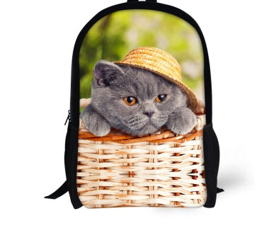 FORUDESIGNS Cat Backpack Cute 3D Animal Denim Backpacks for Children Boys Girls Casual Kids School Bag Mochila Travel Backpack