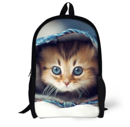 FORUDESIGNS Cat Backpack Cute 3D Animal Denim Backpacks for Children Boys Girls Casual Kids School Bag Mochila Travel Backpack